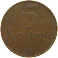 LATVIA 5 SANTIMI 1922  #a051 0065 - Latvia