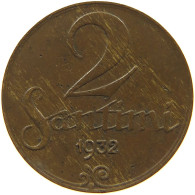 LATVIA 2 SANTIMI 1932  #c011 0205 - Letonia