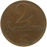 LATVIA 2 SANTIMI 1922  #c081 0451 - Lettland