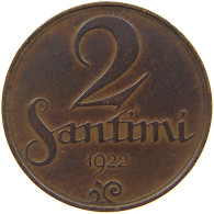 LATVIA 2 SANTIMI 1922  #a085 0713 - Letonia