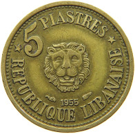 LEBANON 5 PIASTRES 1955  #s073 0825 - Líbano