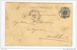 Entier Postal 5 C Chiffre Simple Cercle NIEUPORT 1893 - Origine Manuscrite SLYPE Signé Neckers   -  GG414 - Cartes Postales 1871-1909