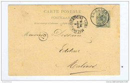 Entier Postal 5 C Chiffre Simple Cercle ENGHIEN 1891 - Autre Repiquage Imprimerie Librairie Spinet  -  GG428 - Cartes Postales 1871-1909