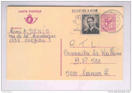 Entier Postal Moderne + TP Baudouin Lunettes Cachet Illustré BOUILLON 1977  --  GG353 - Briefkaarten 1951-..