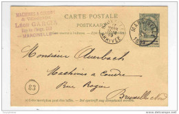 Entier BELGIQUE MARCINELLE 1899 - Cachet Privé Léon Garcia Machines à Coudre Et Vélocipèdes   --  EE822 - Radsport