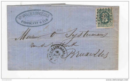 Lettre No 30 Points 160 GAND Faub. De Bruges 1872 Vers BXL - Cachet Vandenbroecke Fabricant (de Draps)  --  EE531 - 1869-1883 Léopold II