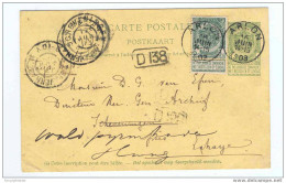 Entier 5 C + TP 5 C ARLON 1903 Vers Pays-Bas - Origine Manuscrite Chateau De GURSCH Baron De Wykerslooth  --  EE495 - Postkarten 1871-1909