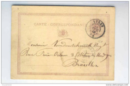 Entier Postal 5 C Double Cercle YPRES 1875 Vers BXL   --  EE433 - Postcards 1871-1909