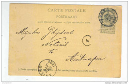 Entier Postal 5 C Simple Cercle YPRES 1898 Vers Notaire Ghijsens à ANVERS - Origine Manuscrite ELVERDINGHE   --  EE434 - Cartes Postales 1871-1909