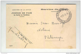 Carte De Service En FRANCHISE Justice De Paix GEMBLOUX 1937 Vers Le Notaire Monnoyer à PATURAGES  --  EE411 - Franquicia