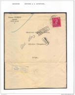 Lettre Entete Notaire Moreau à GEDINNE 1941 TP Col Ouvert Vers LIEGE - PARTI Et RETOURS   --  EE400 - 1934-1935 Léopold III