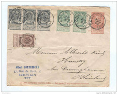 Enveloppe Fine Barbe 10 C + Divers TP Armoirie LOUVAIN 1896 Vers Allemagne - TARIF 25 C  --  GG990 - Briefe