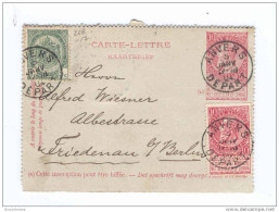 Carte-Lettre 10 C Fine Barbe + 2 TP ANVERS 1904 Vers Allemagne - TARIF 25 C   --  GG975 - Cartes-lettres