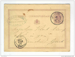 Entier Postal à 5 C  Cachet Double Cercle LEDEBERG 1875 - Cachet Privé Articles De Carrosserie Stevens  --   GG826 - Postkarten 1871-1909