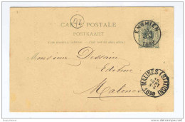 Entier Postal 5 C Chiffre Simple Cercle ENGHIEN 1889 - Repiquage Imprimerie Librairie Spinet  -  GG427 - Cartoline 1871-1909