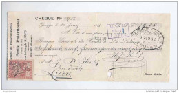 Chèque à Ordre 1922 Timbre Fiscal 10 C - Entete Passementeries Paternoster Succ. Kumps à GENAPPE   --  GG774 - Documenten