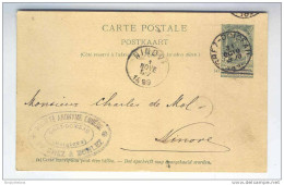 Entier Postal 5 C Armoiries Simple Cercle GREZ-DOICEAU 1899 - Repiquage Et Cachet Privé Société Linière   --  GG637 - Cartes Postales 1871-1909