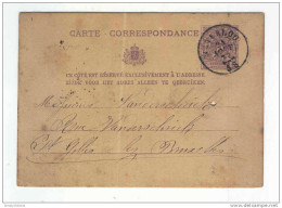 Entier Postal 5 C Chiffres Double Cercle WATERLOO 1877 Vers BXL  --  GG630 - Briefkaarten 1871-1909