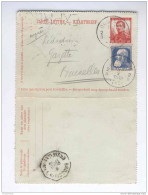 Carte-Lettre 10 C Pellens + Grosse Barbe 25 C En Mixte  EXPRES OSTENDE 1912 Vers Télégr. BRUXELLES NORD  - GG503 - Carte-Lettere