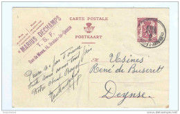 Entier Postal 40 C Sceau De L'Etat BRAINE LE COMTE 1939 - Cachet Privé Marius Dechamps , TSF   - GG489 - Postcards 1934-1951