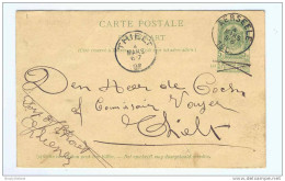 Entier Postal 5 C Armoiries Simple Cercle AERSEELE 1902 Vers Commissaire Voyer De THIELT   -  GG434 - Postcards 1871-1909