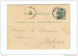 2 X Entier Postal 5 C  Simple Cercle Dateurs Diff. EECLOO 1880 / 1898  -  GG458 - Briefkaarten 1871-1909