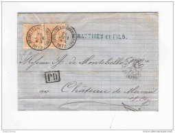 Lettre En Double Port  TP No 33 X 2 BRUXELLES Chancellerie 1875 Vers La France   --  JJ248 - 1869-1883 Léopold II