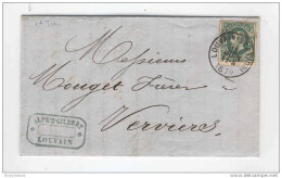 Lettre TP No 30 Cachet Simple Cercle LOUVAIN STATION 1879 - Cachet Et Entete A.Gilbert , Négociant En Grains  --  COL233 - 1869-1883 Léopold II