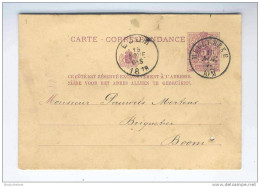 Entier Postal 5 C Chiffres Cachet  Double Cercle MEULEBEKE 1878 Vers Briquetier De BOOM  -- HH/525 - Tarjetas 1871-1909