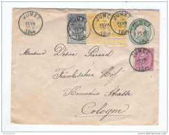 Enveloppe 10 C Oval + TP 46 , 53 Pd. Et 54 X 2 JUMET 1894 Vers Allemagne - Tarif 25 C  -- HH/514 - Buste