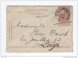 Carte-Lettre 10 C Fine Barbe BOURG LEOPOLD BEVERLOO 1896 Vers LIEGE   -- HH/511 - Cartas-Letras