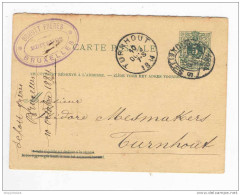 Entier Postal 5 C Chiffre Cachet Elliptique BRUXELLES 1884 Vers TURNHOUT - Cachet Editeur De Musique  -- HH/495 - Tarjetas 1871-1909