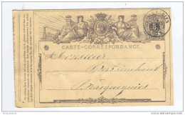Entier Postal No 1 Cachet  Double Cercle GHISLENGHIEN 1872 -- HH/522 - Tarjetas 1871-1909