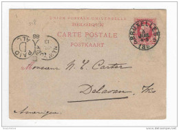 Entier Postal 10 C Type TP No 30 BRUXELLES 1888 Vers Les USA  -- HH/486 - Briefkaarten 1871-1909