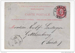 Entier Postal 10 C Type TP No 30 CHARLEROI 1883 Vers La Suède  - Origine Manuscrite DAMPREMY  -- HH/485 - Cartoline 1871-1909