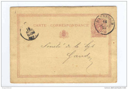 Entier Postal 5 C Chiffre Cachet Double Cercle WAEREGHEM 1875  --  HH/058 - Cartes Postales 1871-1909
