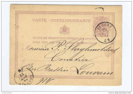 Entier Postal 5 C Chiffre Cachet Double Cercle JAUCHE 1877   --  HH/045 - Postcards 1871-1909