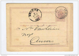 Entier Postal 5 C Chiffre Cachet Double Cercle STAVELOT 1876  --  HH/055 - Briefkaarten 1871-1909