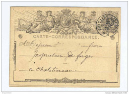 Entier Postal No 2 Cachet Double Cercle FONTAINE L'EVEQUE 1872   --  HH/040 - Briefkaarten 1871-1909