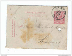 Carte-Lettre Type No 46 Cachet Simple Cercle SAINTES 1891  --  HH/029 - Cartes-lettres