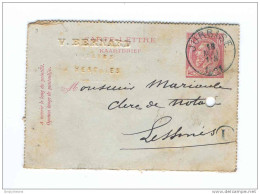 Carte-Lettre Type No 46 Simple Cercle JURBISE 1891- Boite Rurale U - Cachet Du Notaire Bernard à HERCHIES   --  HH/027 - Cartes-lettres