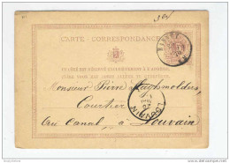 Entier Postal 5 C Chiffre Cachet Double Cercle HANNUT 1876 - Origine Manuscrite AVERNAS   --  HH/042 - Postkarten 1871-1909