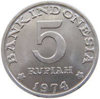 INDONESIA 5 RUPIAH 1974  #s068 0723 - Indonésie