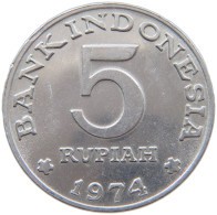 INDONESIA 5 RUPIAH 1974  #a070 0525 - Indonésie