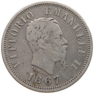 ITALY 50 CENTESIMI 1867 M Vittorio Emanuele II. 1861 - 1878 #c034 0461 - 1861-1878 : Vittoro Emanuele II