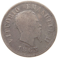 ITALY 50 CENTESIMI 1863 Vittorio Emanuele II. 1861 - 1878 ENGRAVED #s017 0089 - 1861-1878 : Vittoro Emanuele II