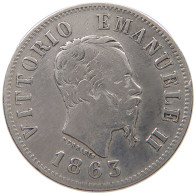 ITALY 50 CENTESIMI 1863 M Vittorio Emanuele II. 1861 - 1878 #a045 0793 - 1861-1878 : Vittoro Emanuele II