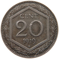 ITALY 20 CENTESIMI 1919 Vittorio Emanuele III. (1900 - 1946) OVERSTRUCK #s002 0033 - 1900-1946 : Vittorio Emanuele III & Umberto II