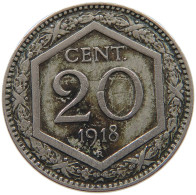 ITALY 20 CENTESIMI 1918 Vittorio Emanuele III. (1900 - 1946) OVERSTRUCK #c078 0109 - 1900-1946 : Vittorio Emanuele III & Umberto II