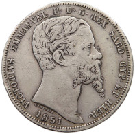 ITALY STATES SARDINIA 5 LIRE 1851 TORINO Vittorio Emanuele II. (1849-1861) #t107 0097 - Piemonte-Sardegna, Savoia Italiana